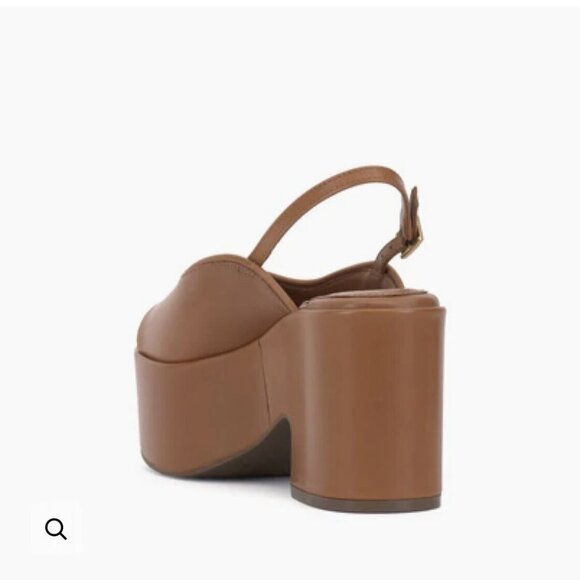 NEW VINCE CAMUTO Leather Elyse Slingback Platform Wedge Sandals Walnut 367mn - Picture 3 of 8